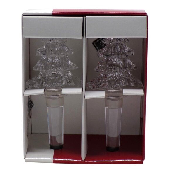 Mikasa Austrian Lead Crystal Christmas Tree Motif Bottle Stoppers Set-2 NIB - Picture 4 of 5